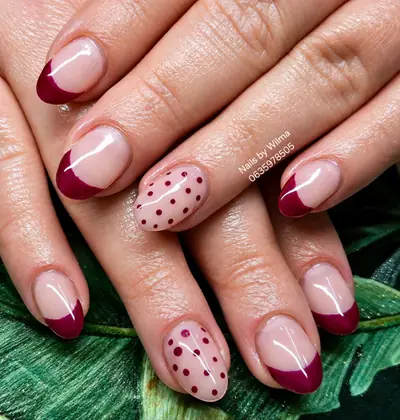 Pink nails with polka-dot details