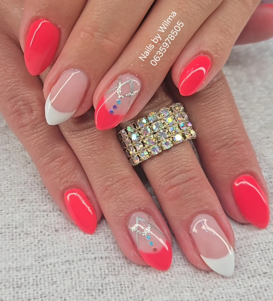 Almond orange ombre and cutout crescent detail