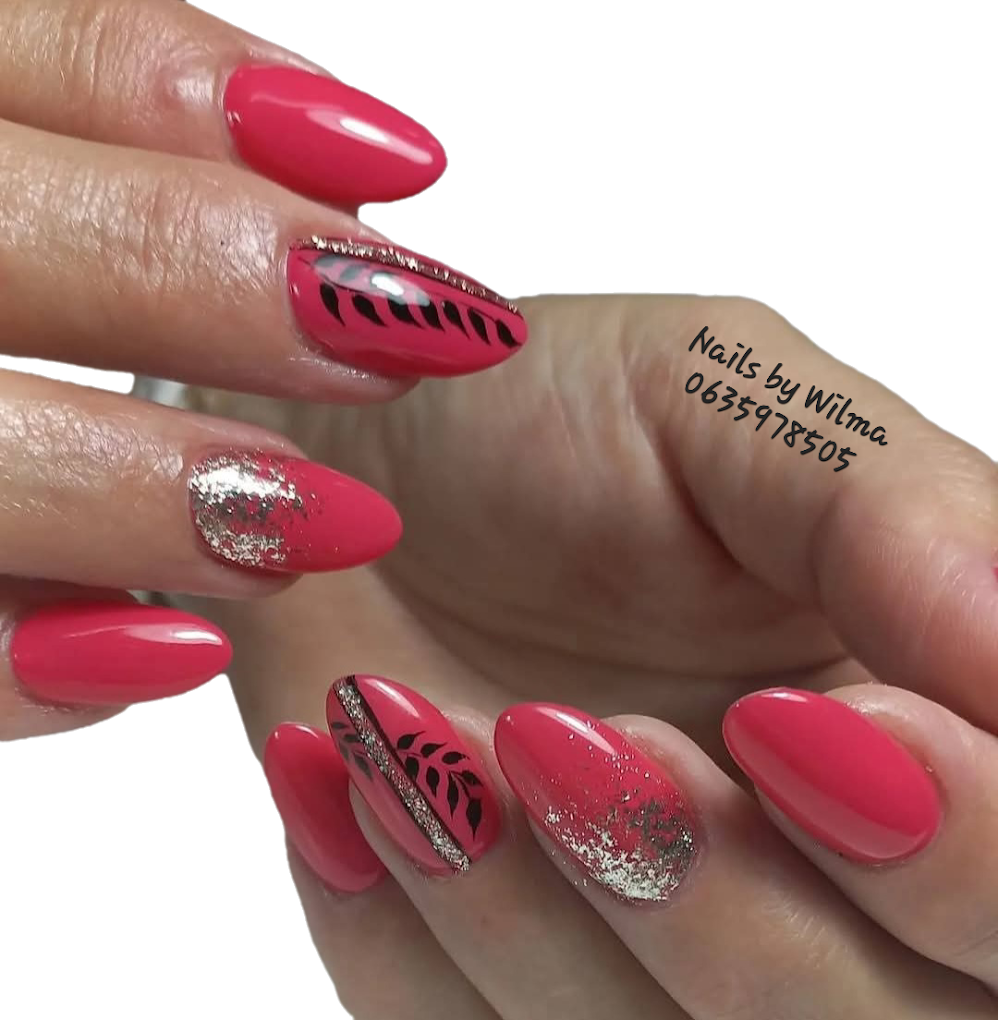 Animal print accents with French and deep berry art